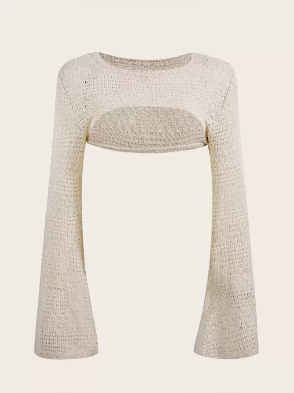 SHEIN Light Beige Open-Weave Knit Top